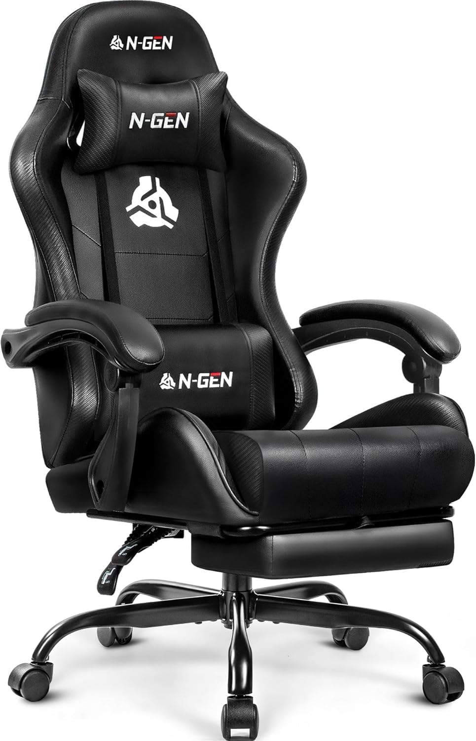 Home Office Chair - Krzesło gamingowe z podnóżkiem i podparciem