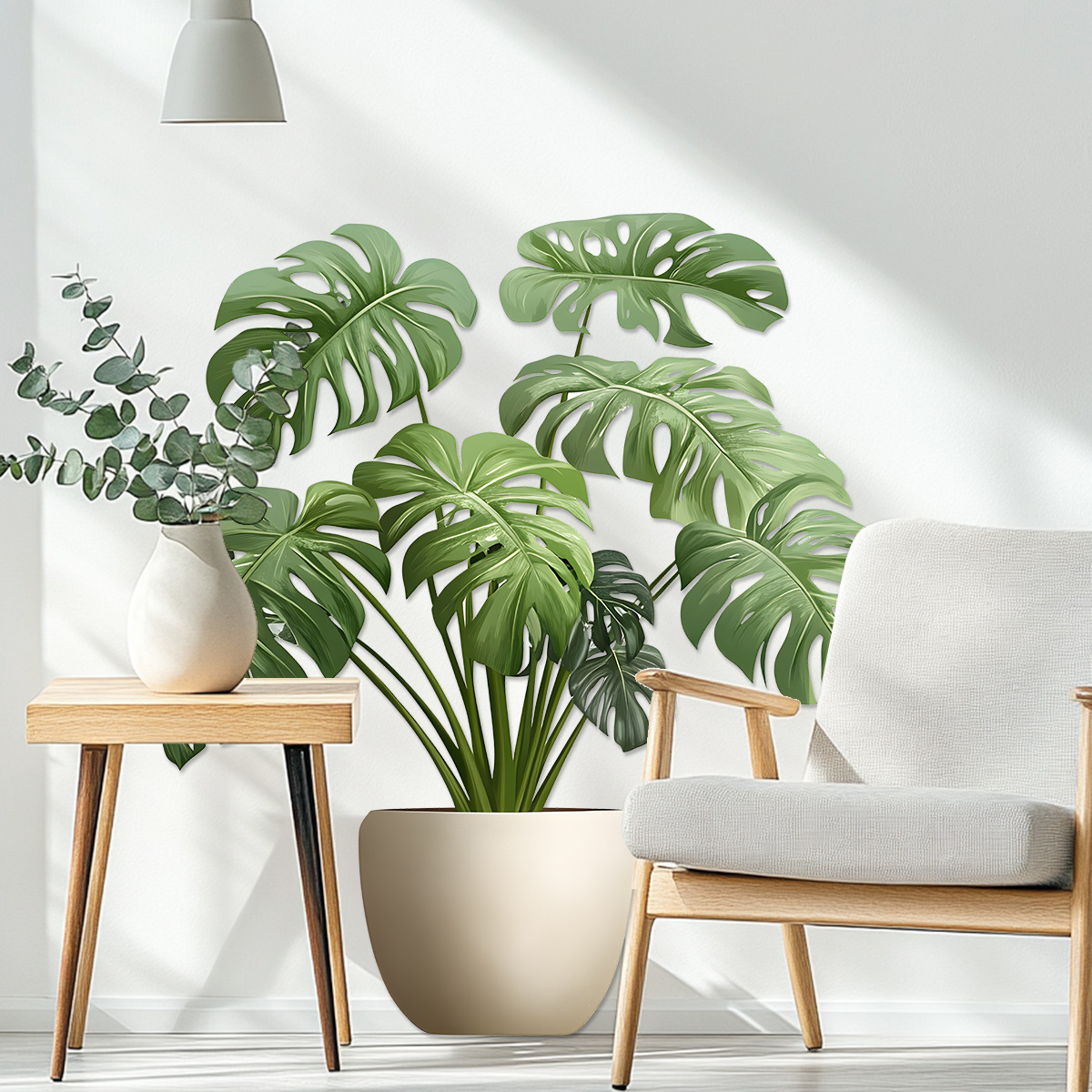 Home Office Wallpaper - Naklejki 3D Zielona Doniczka Roślinna Dekoracyjne