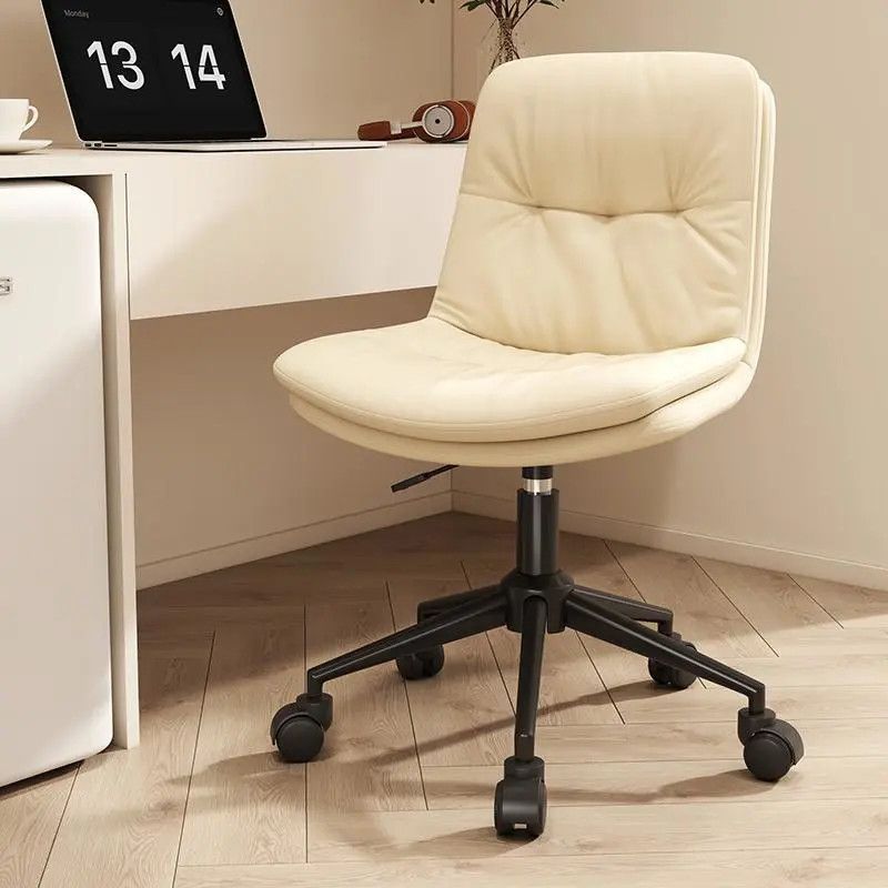 Home Office Chair - Krzesło gamingowe kremowo-białe z ekoskóry, bez
